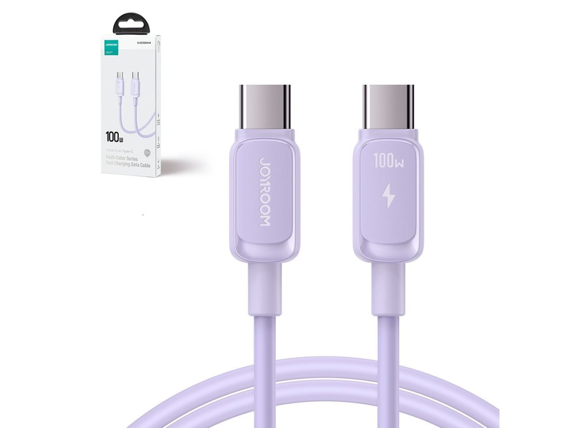 Cable USB-C/USB-C de 100 W de la serie A14 multicolor de Joyroom, 1,2 m - Morado