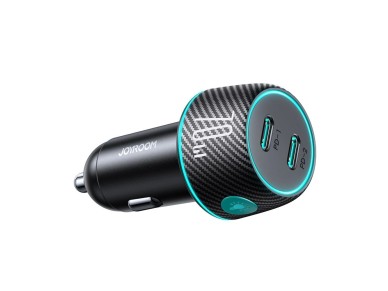 Cargador de coche 2x USB C de 70W con retroiluminaci�n LED Joyroom JR-CCN02 - negro
