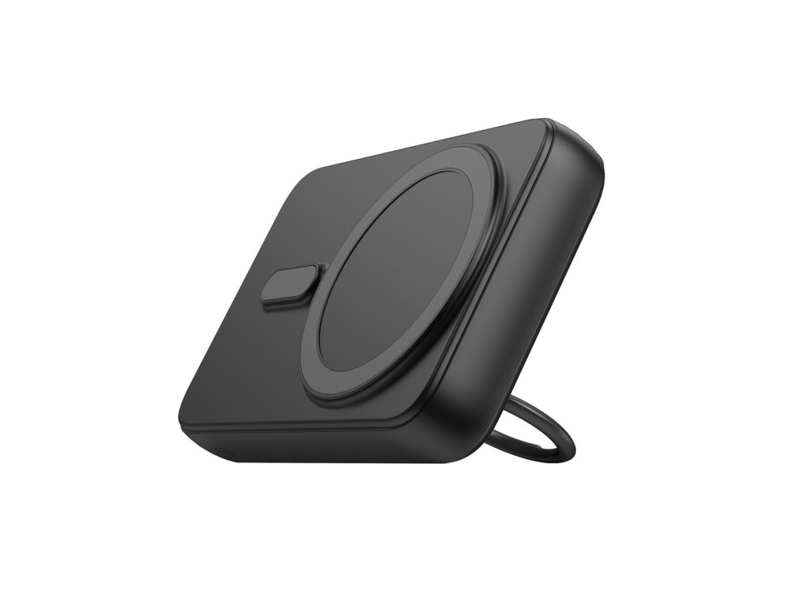 Powerbank sem fio Joyroom JR-W050 20W MagSafe de 10000mAh com anel e suporte - preto