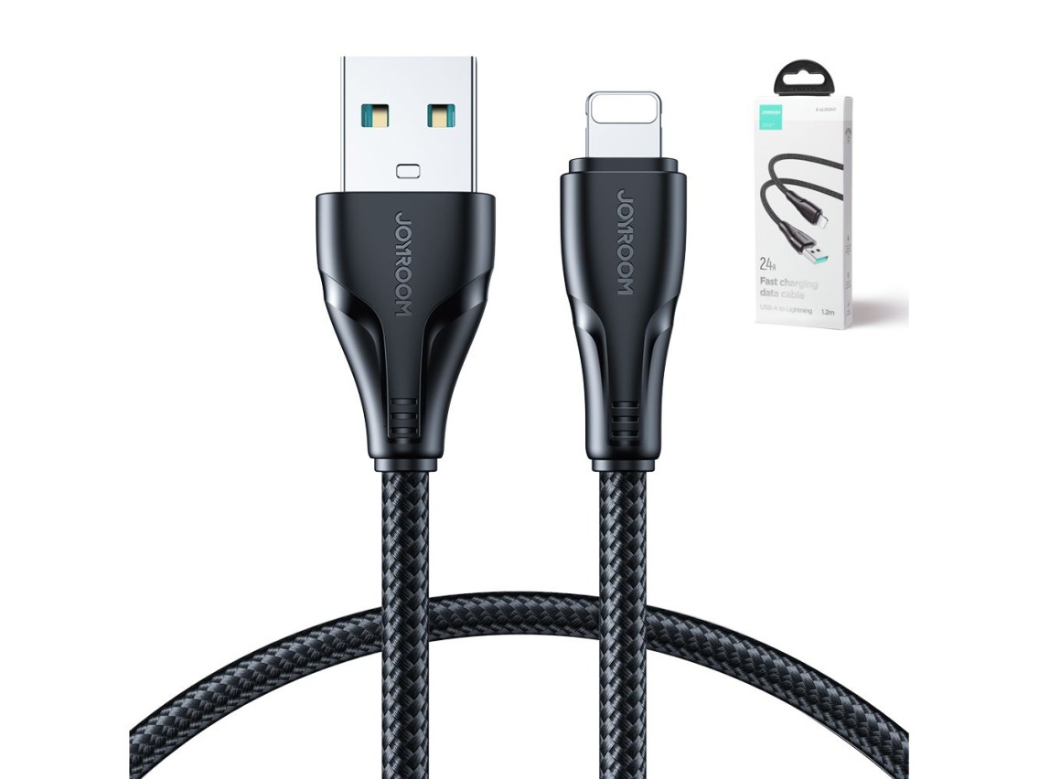 Cable USB-A/Lightning 2.4A de 1,2 m de la serie Joyroom Surpass A11 - Negro