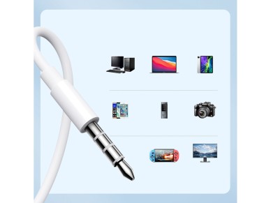 Joyroom JR-EW01 in-ear wired mini jack headphones with remote control - white Joyroom JR-EW01 in-ear wired mini jack headphones with remote control - white