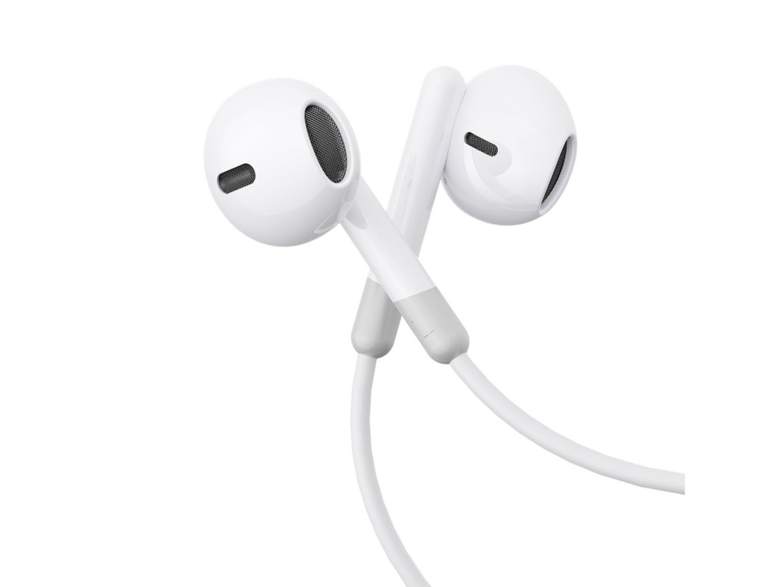 Joyroom JR-EW01 in-ear wired mini jack headphones with remote control - white