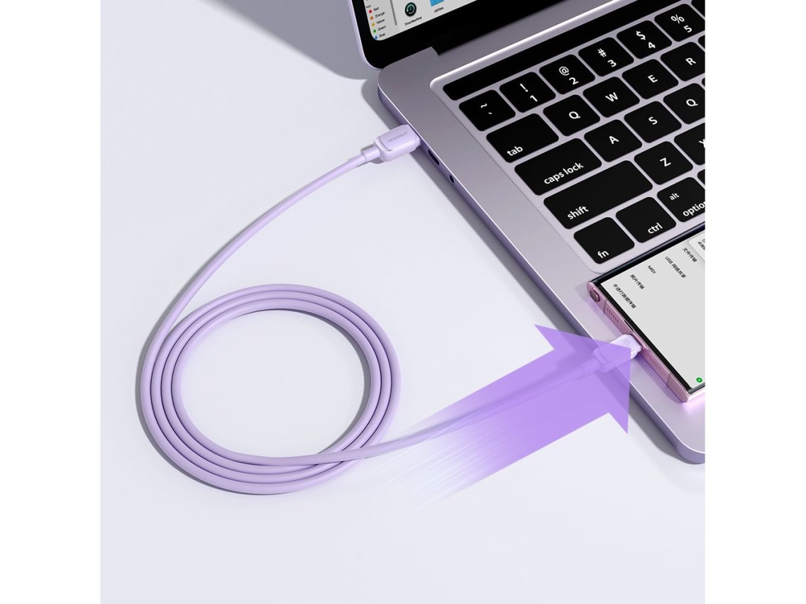 Cabo USB-A/USB-C 3A Joyroom Série Multicolor A14 de 1,2 m - Roxo