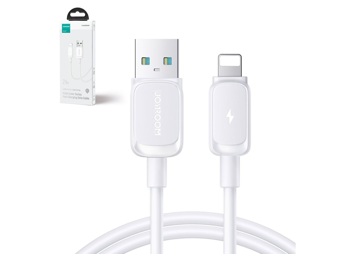 Cabo Joyroom Multi-Color Series A14 Lightning / USB-A 2.4A 1.2 m - branco