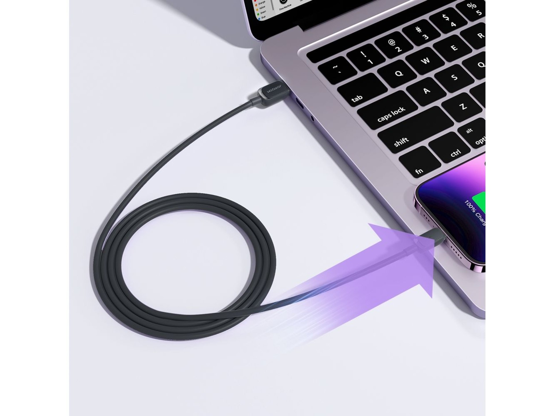 Cabo Joyroom Multi-Color Series A14 Lightning/USB-A 2.4A 1.2 m - Preto