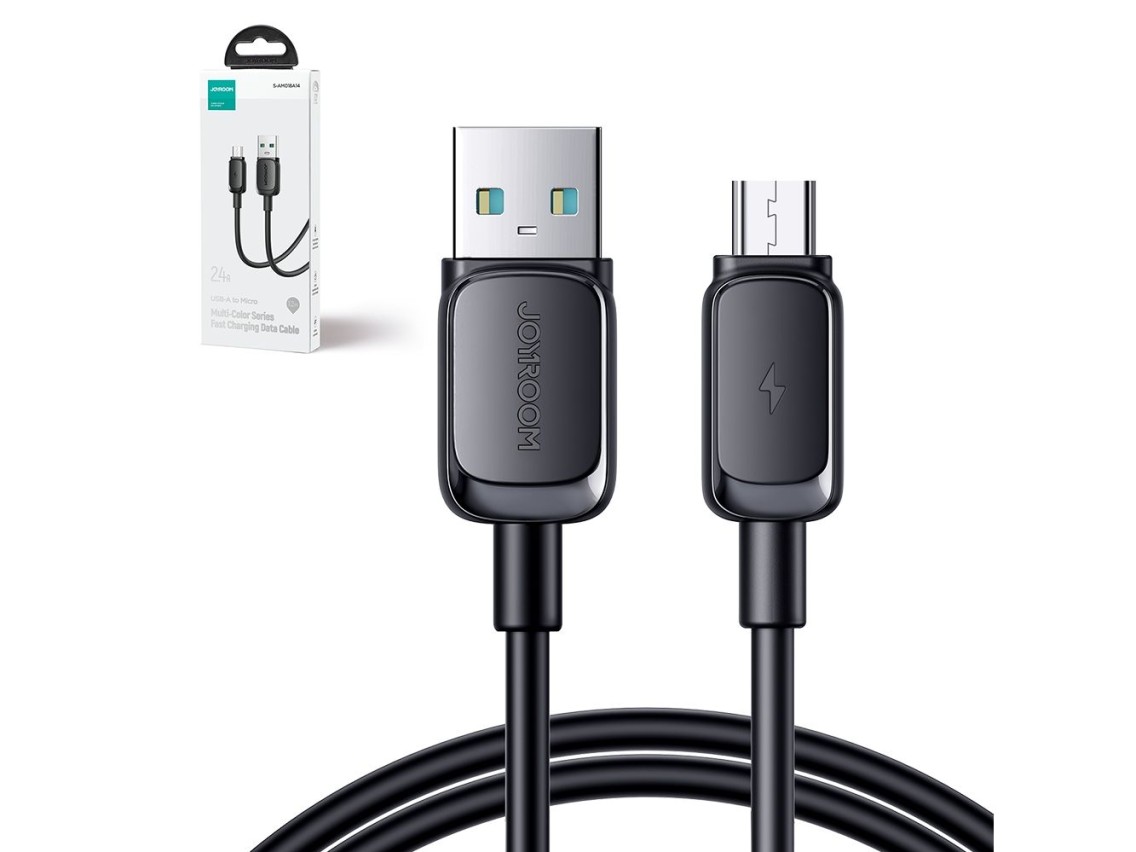 Cabo USB-A/micro USB 2.4A Joyroom Multi-Color Series A14 de 2 m - preto