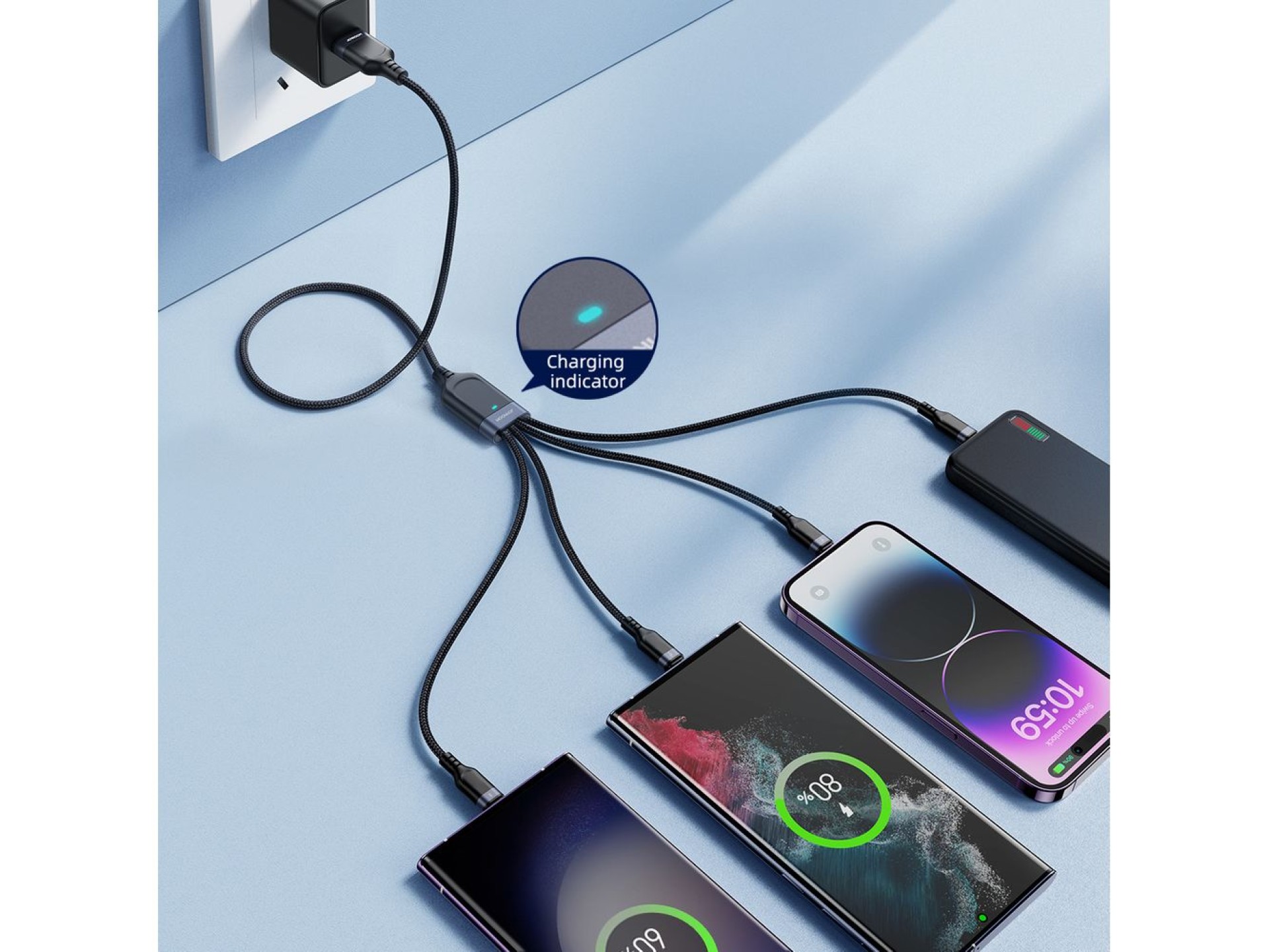 Cable Joyroom Multi-Use Series S-A18 4 en 1 USB-A - USB-C / USB-C / Lightning / micro USB de 1,2 m -