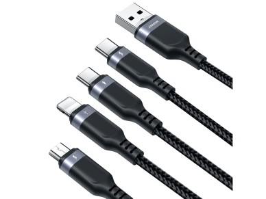 Cable Joyroom Multi-Use Series S-A18 4 en 1 USB-A - USB-C / USB-C / Lightning / micro USB de 1,2 m -