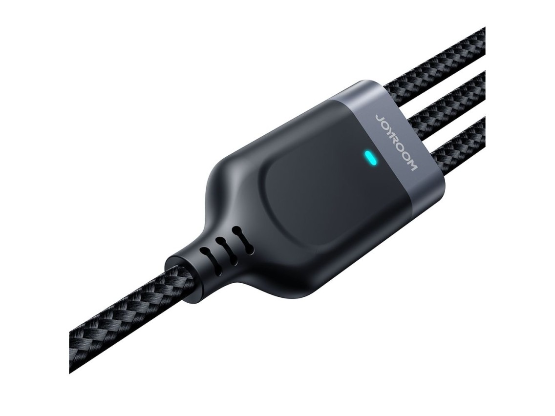 Cabo Joyroom Multi-Use Series S-A18 3 em 1 USB-A - Lightning / USB-C / micro USB de 0,3 m - preto