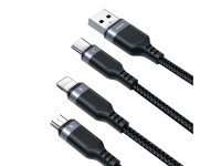 Cabo Joyroom Multi-Use Series S-A18 3 em 1 USB-A - Lightning / USB-C / micro USB de 0,3 m - preto Cabo Joyroom Multi-Use Series S-A18 3 em 1 USB-A - Lightning / USB-C / micro USB de 0,3 m - preto
