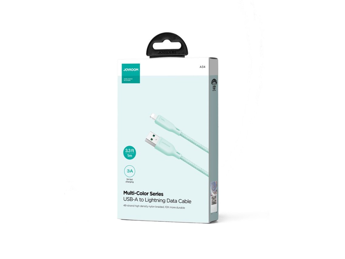 Cabo USB-A/Lightning 3A Joyroom Multi-Color Series S-A34 de 1 m - verde