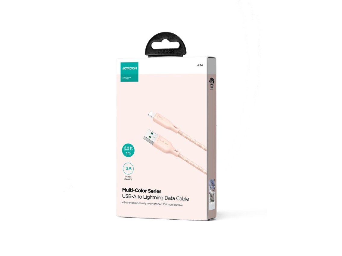 Joyroom Multi-Color Series S-A34 USB-A / Lightning 3A cable 1m - pink