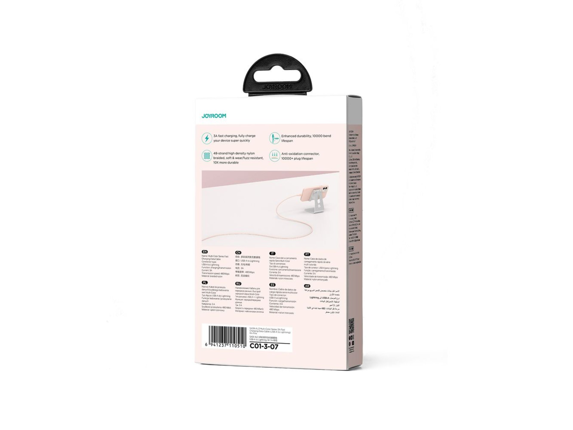 Joyroom Multi-Color Series S-A34 USB-A / Lightning 3A cable 1m - pink