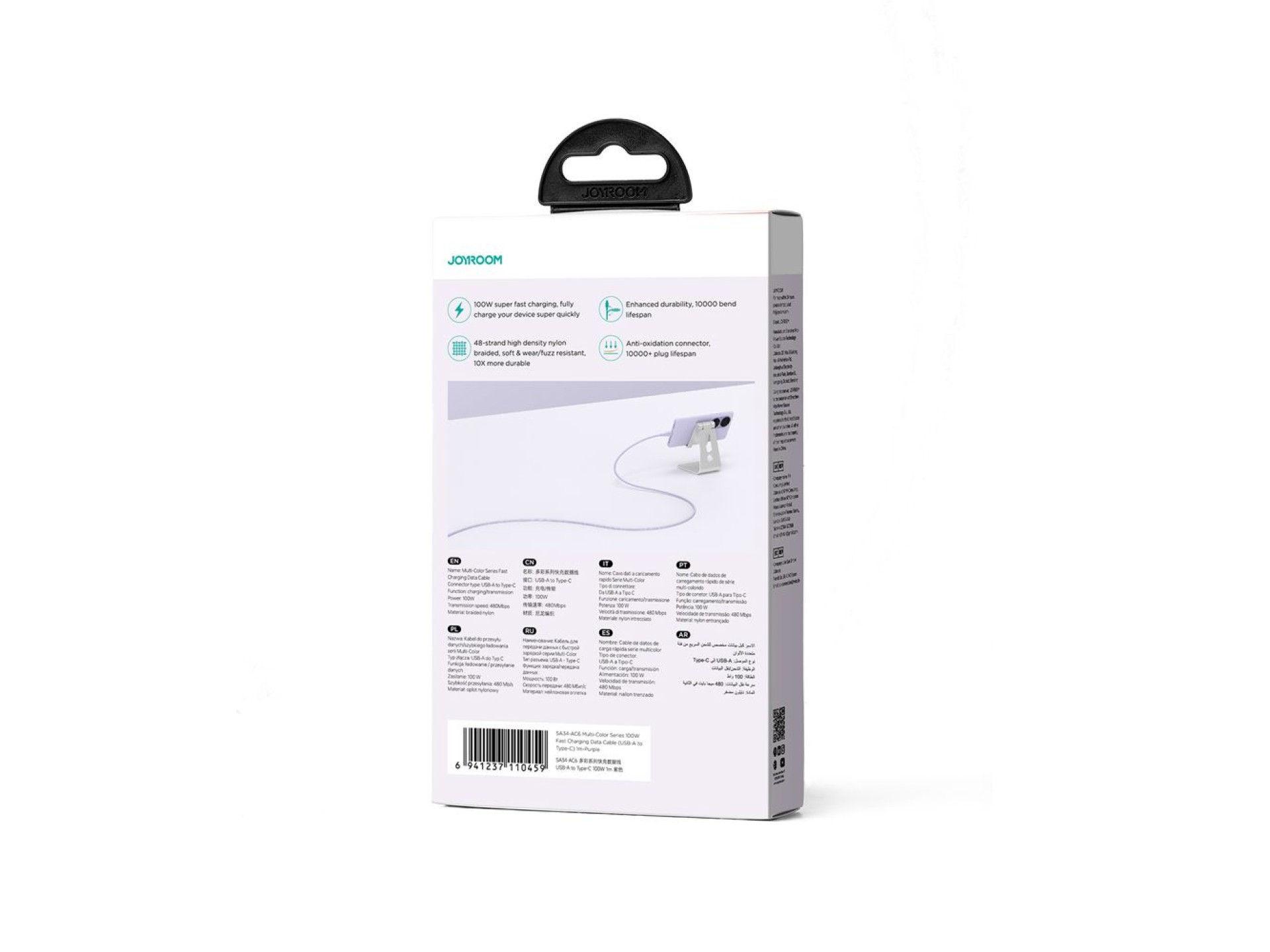Joyroom Multi-Color Series S-A34 USB-A / USB-C 100W Cable 1m - Purple