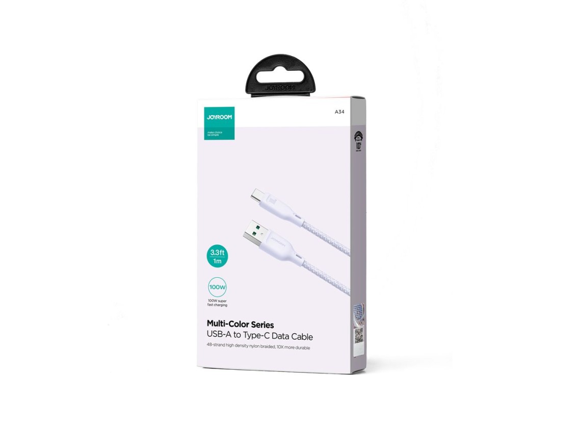 Joyroom Multi-Color Series S-A34 USB-A / USB-C 100W Cable 1m - Purple