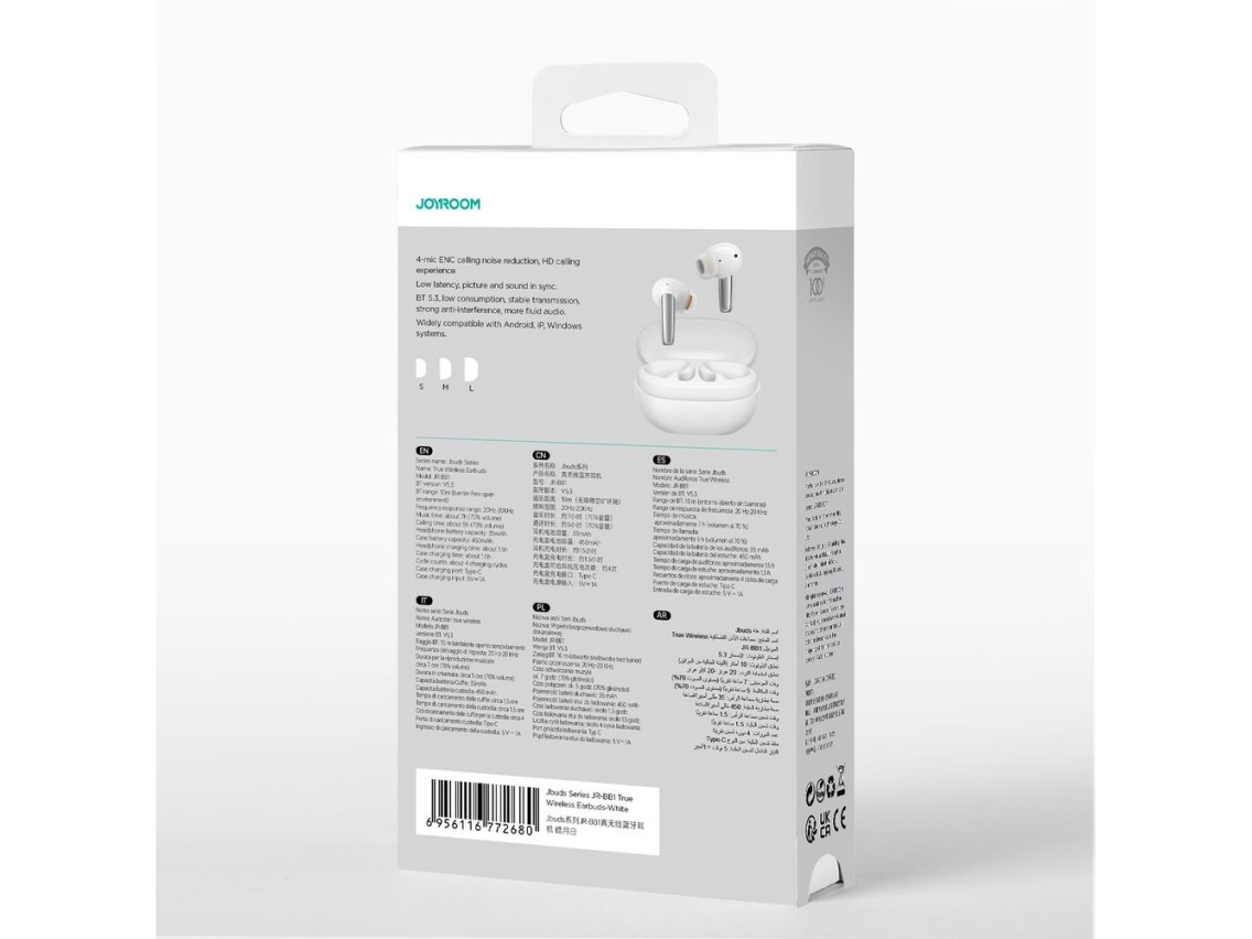 Joyroom Jbuds Series JR-BB1 TWS wireless in-ear headphones - white
