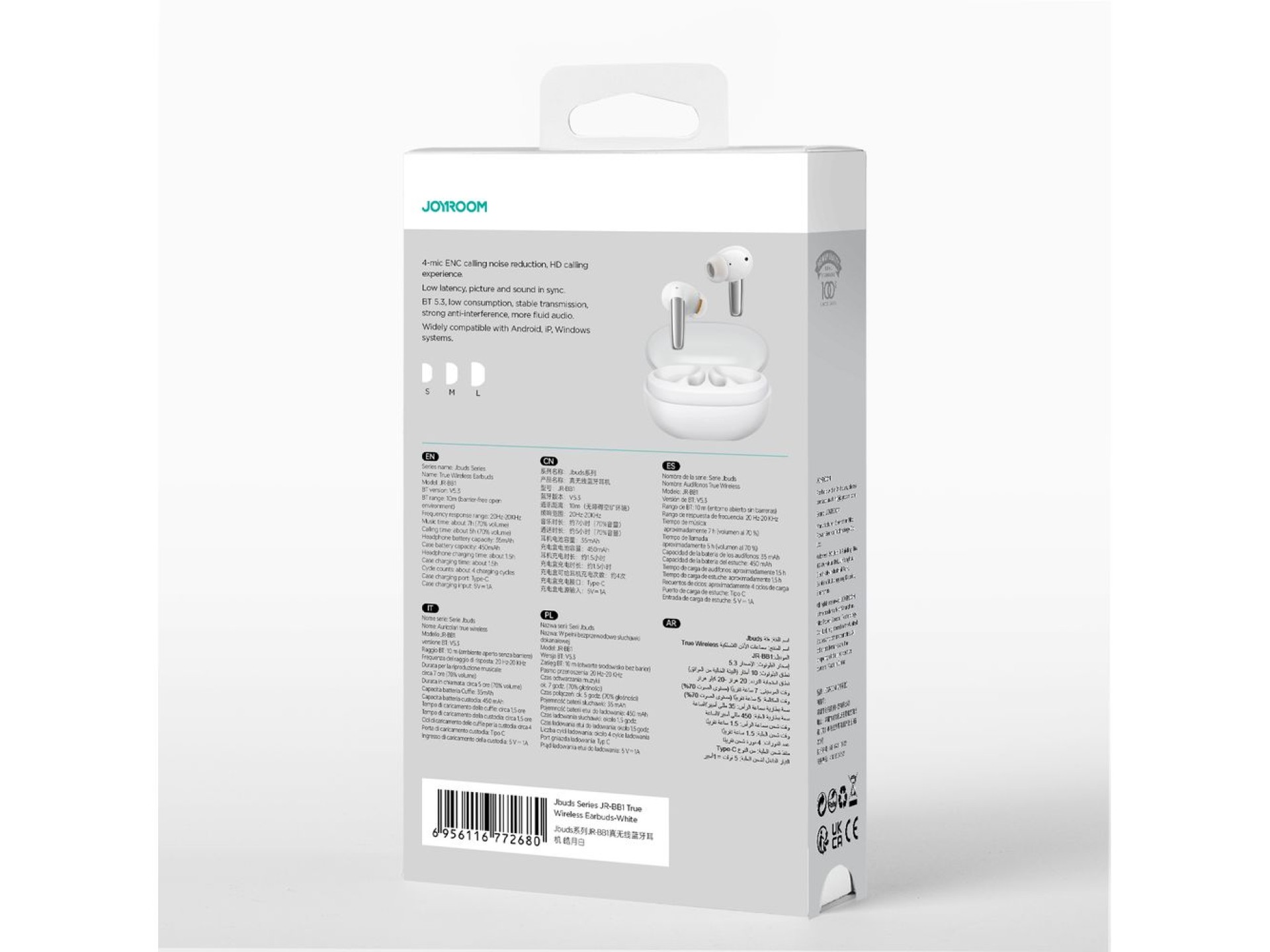 Joyroom Jbuds Series JR-BB1 TWS wireless in-ear headphones - white