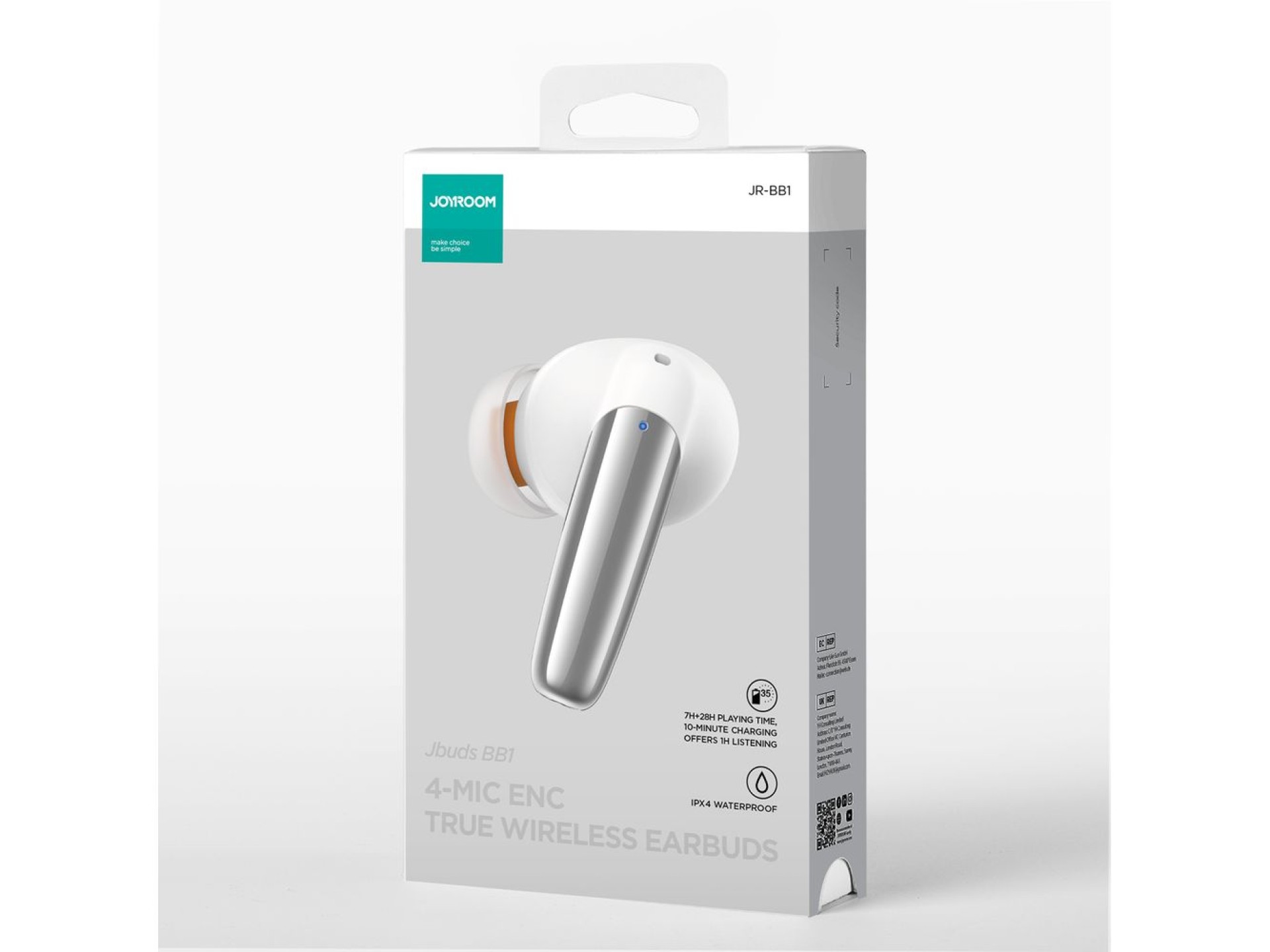 Joyroom Jbuds Series JR-BB1 TWS wireless in-ear headphones - white