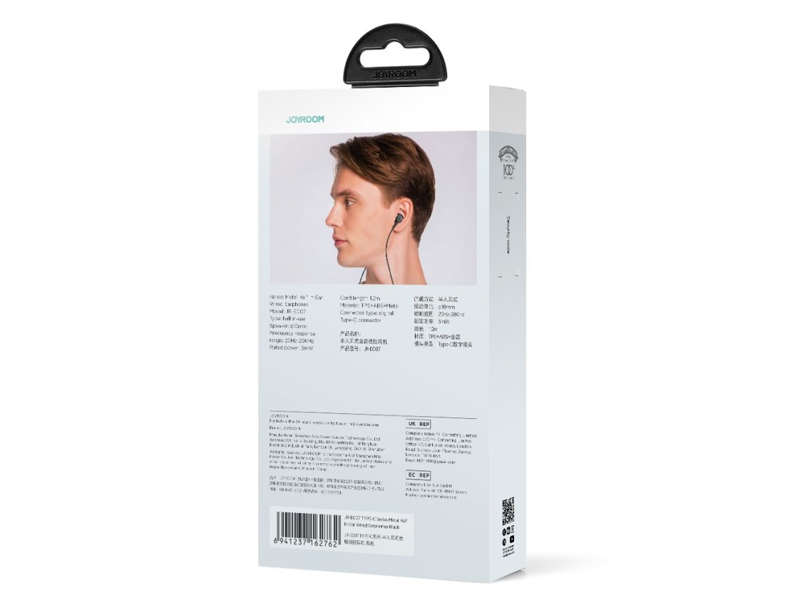 Joyroom TYPE-C Series JR-EC07 USB-C in-ear headphones metal - black