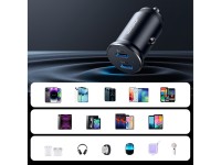 Joyroom JR-CCN06 30W 2x USB-C Metal Mini Car Charger - Black Joyroom JR-CCN06 30W 2x USB-C Metal Mini Car Charger - Black