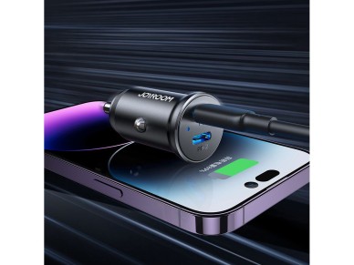 Cargador de coche peque�o met�lico Joyroom JR-CCN06 de 30 W con 2 puertos USB-C - Negro