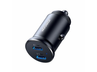 Cargador de coche peque�o met�lico Joyroom JR-CCN06 de 30 W con 2 puertos USB-C - Negro