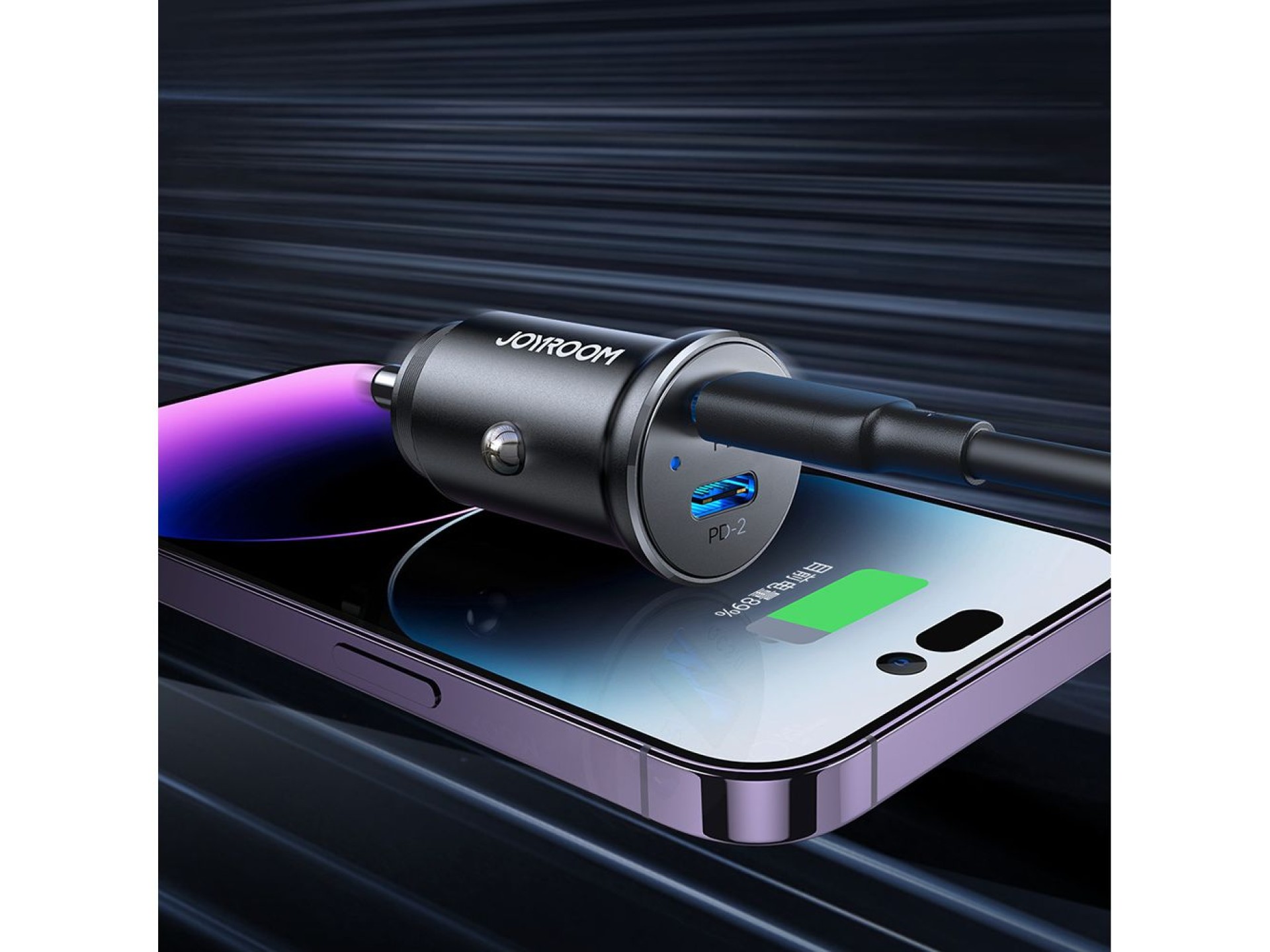 Joyroom JR-CCN06 30W 2x USB-C Metal Mini Car Charger - Black