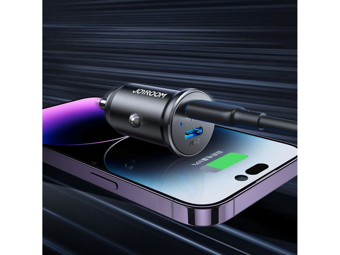 Joyroom JR-CCN06 30W 2x USB-C Metal Mini Car Charger - Black