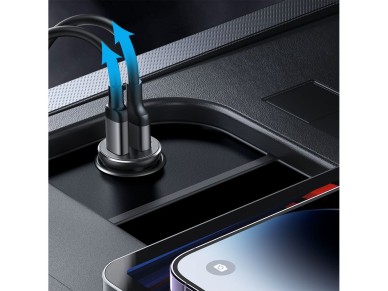 Carregador veicular mini USB-A USB-C Joyroom JR-CCN05 de 30 W - Preto