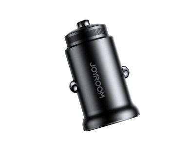 Cargador de coche peque�o met�lico Joyroom JR-CCN06 de 30 W con 2 puertos USB-C - Negro