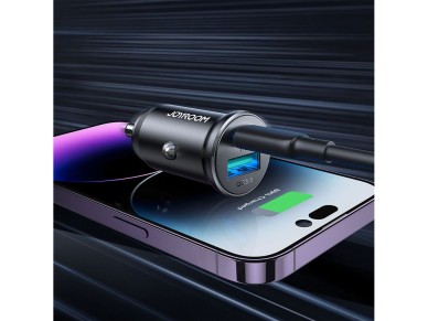 Carregador veicular mini USB-A USB-C Joyroom JR-CCN05 de 30 W - Preto
