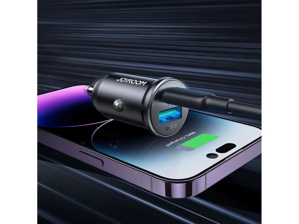 Joyroom JR-CCN05 30W USB-A USB-C Mini Car Charger - Black