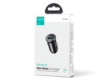 Carregador veicular mini USB-A USB-C Joyroom JR-CCN05 de 30 W - Preto