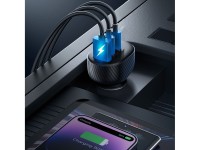 Carregador veicular Joyroom JR-CCD04 30W com 2 portas USB-C e USB-A e visor - preto Carregador veicular Joyroom JR-CCD04 30W com 2 portas USB-C e USB-A e visor - preto