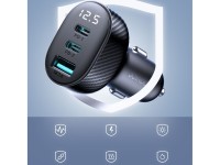 Carregador veicular Joyroom JR-CCD04 30W com 2 portas USB-C e USB-A e visor - preto Carregador veicular Joyroom JR-CCD04 30W com 2 portas USB-C e USB-A e visor - preto