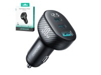 Carregador veicular Joyroom JR-CCD04 30W com 2 portas USB-C e USB-A e visor - preto Carregador veicular Joyroom JR-CCD04 30W com 2 portas USB-C e USB-A e visor - preto