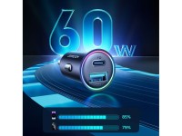 Carregador mini USB-A USB-C Joyroom JR-CCN04 de 60 W - preto Carregador mini USB-A USB-C Joyroom JR-CCN04 de 60 W - preto