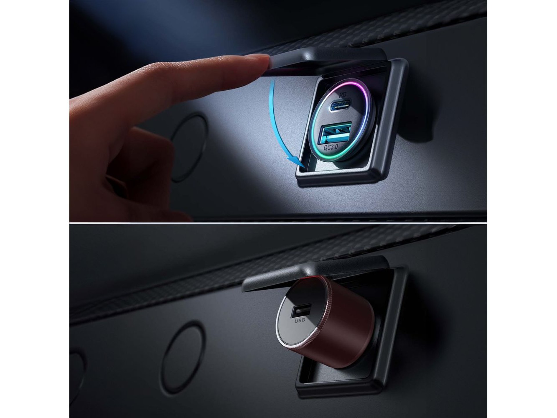 Carregador mini USB-A USB-C Joyroom JR-CCN04 de 60 W - preto