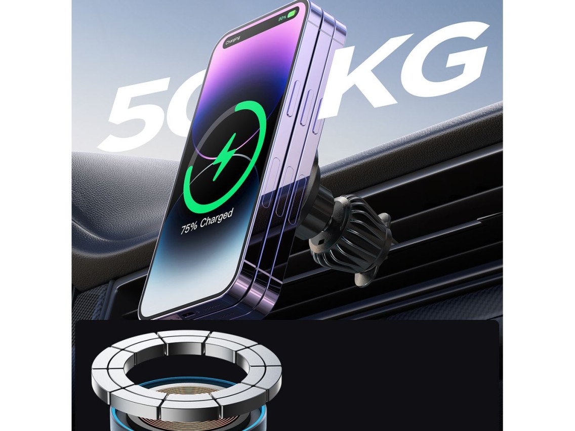 Soporte magnético para coche Joyroom con cargador inalámbrico de 15 W para rejilla de ventilación, c