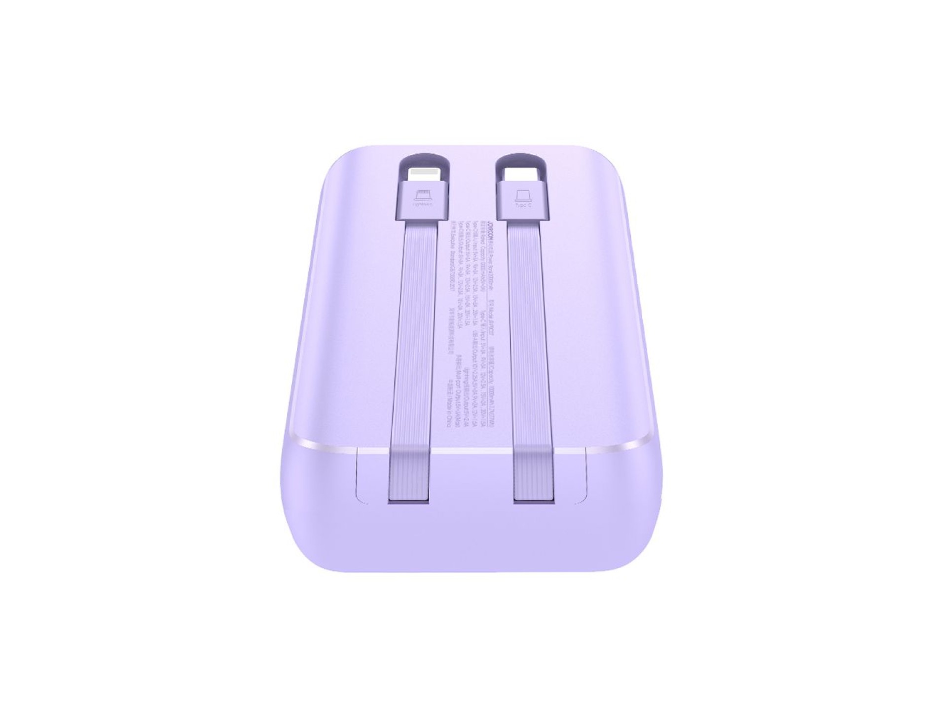 Mini power bank Joyroom JR-PBC06 com cabos USB-C/Lightning integrados, 30W, 10000mAh - roxo