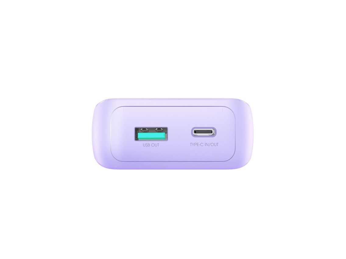 Mini power bank Joyroom JR-PBC06 com cabos USB-C/Lightning integrados, 30W, 10000mAh - roxo