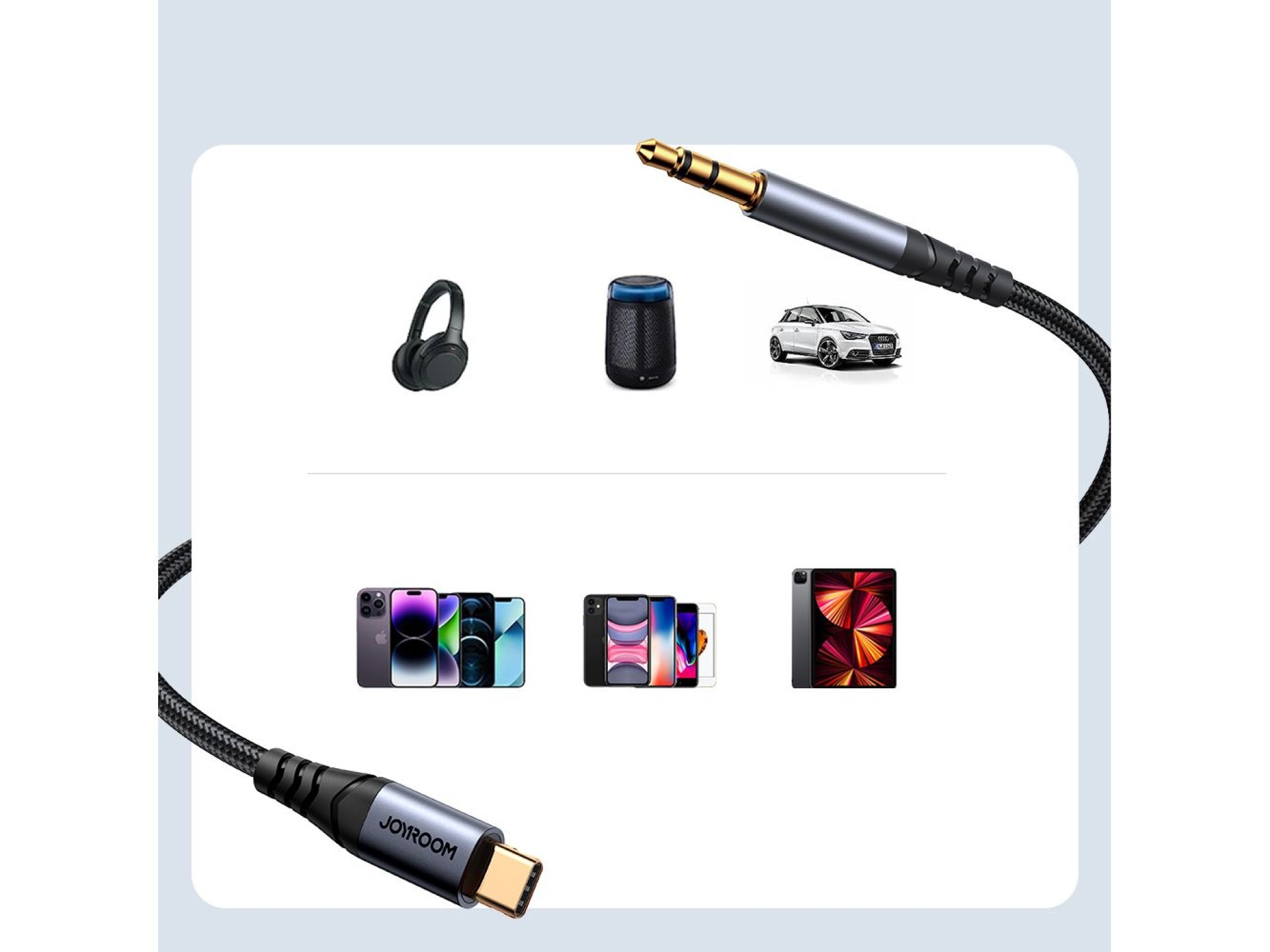 Joyroom Audio Transfer Series SY-A07 Mini Jack 3.5mm/USB-C Cable 1.2m - Black