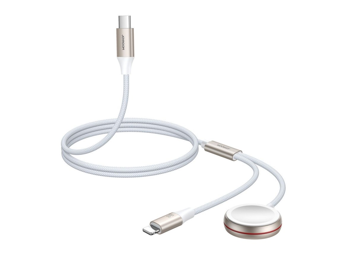 Joyroom 2 in 1 Lightning cable and inductive charger for Apple Watch 1.5m white (S-IW012)