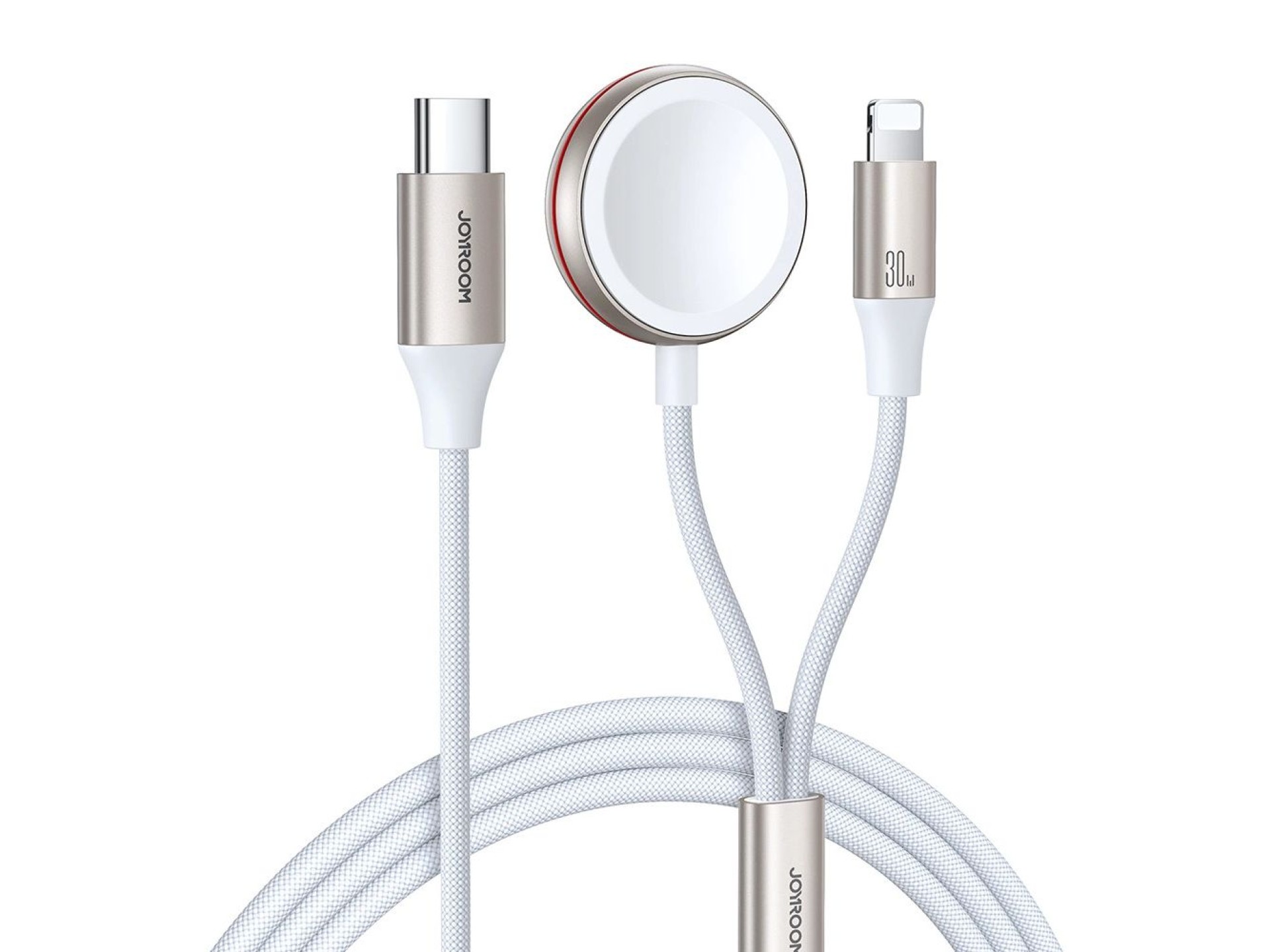 Joyroom 2 in 1 Lightning cable and inductive charger for Apple Watch 1.5m white (S-IW012)