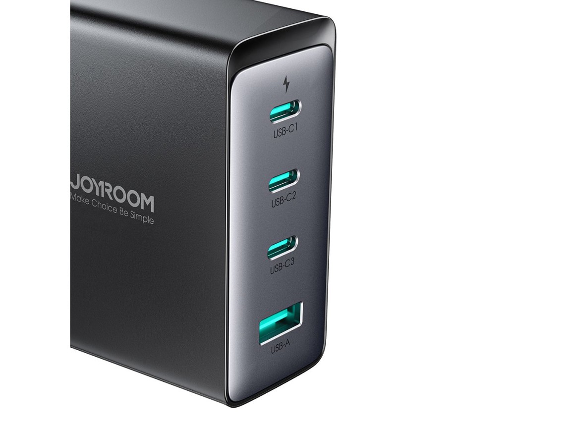 Carregador GaN Joyroom JR-TCG05UK 140W 3x USB-C USB-A + USB-C / Cabo USB-C 240W 1,2m