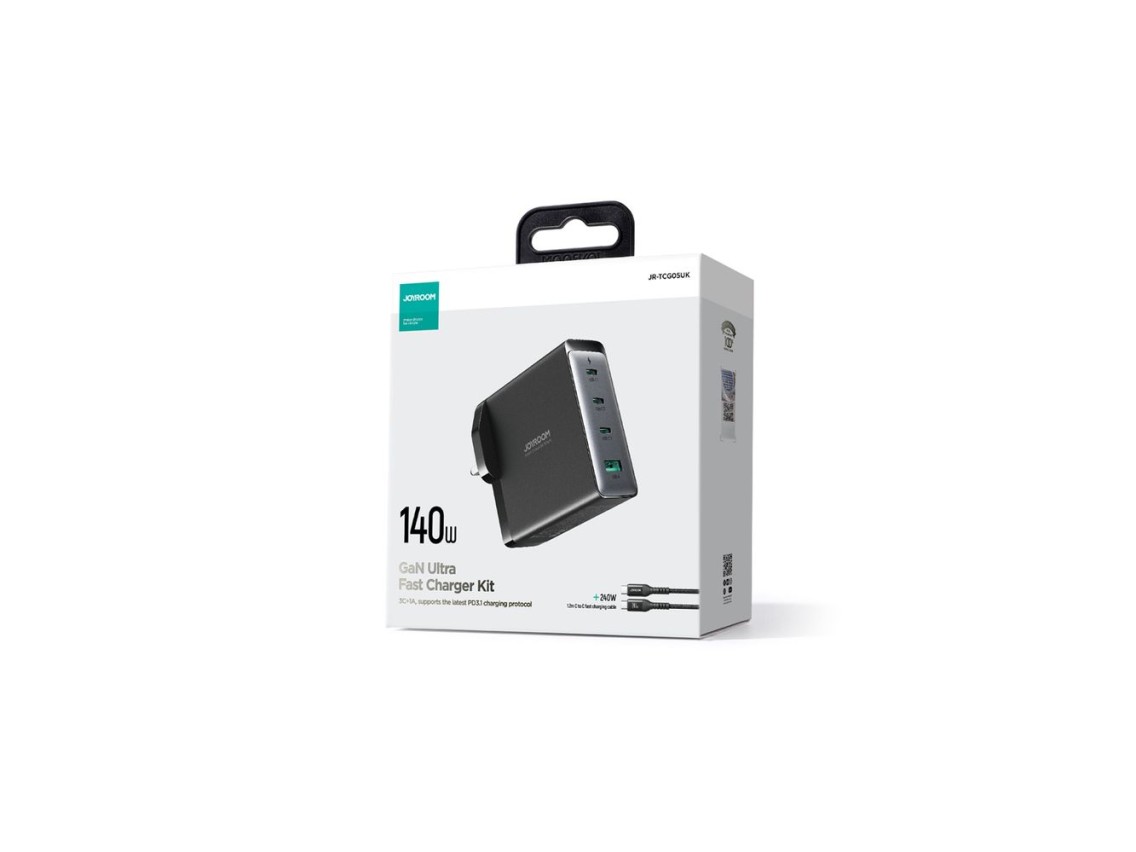 Carregador GaN Joyroom JR-TCG05UK 140W 3x USB-C USB-A + USB-C / Cabo USB-C 240W 1,2m