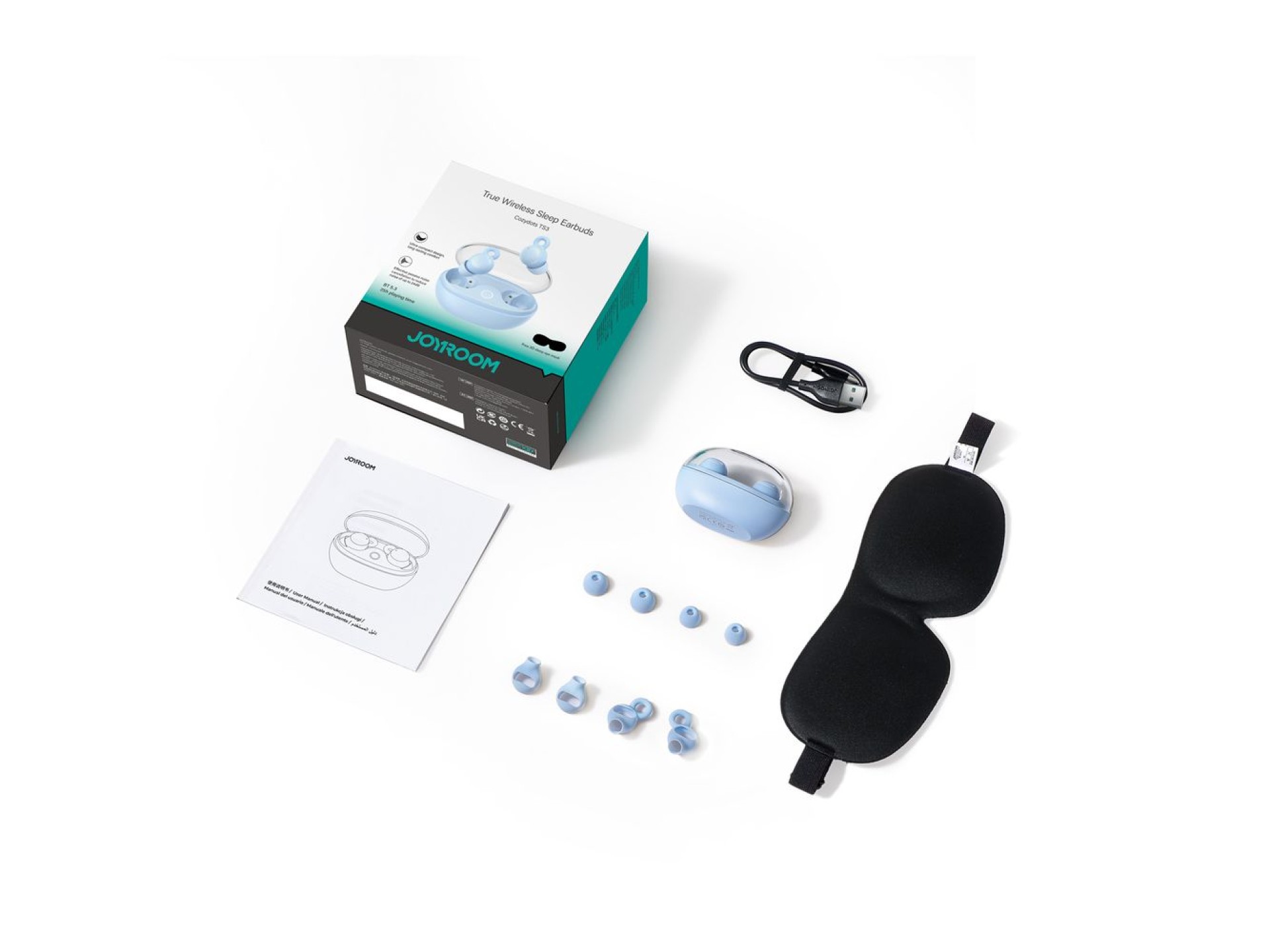 Fones de ouvido intra-auriculares sem fio Joyroom JR-TS3 para dormir - azul