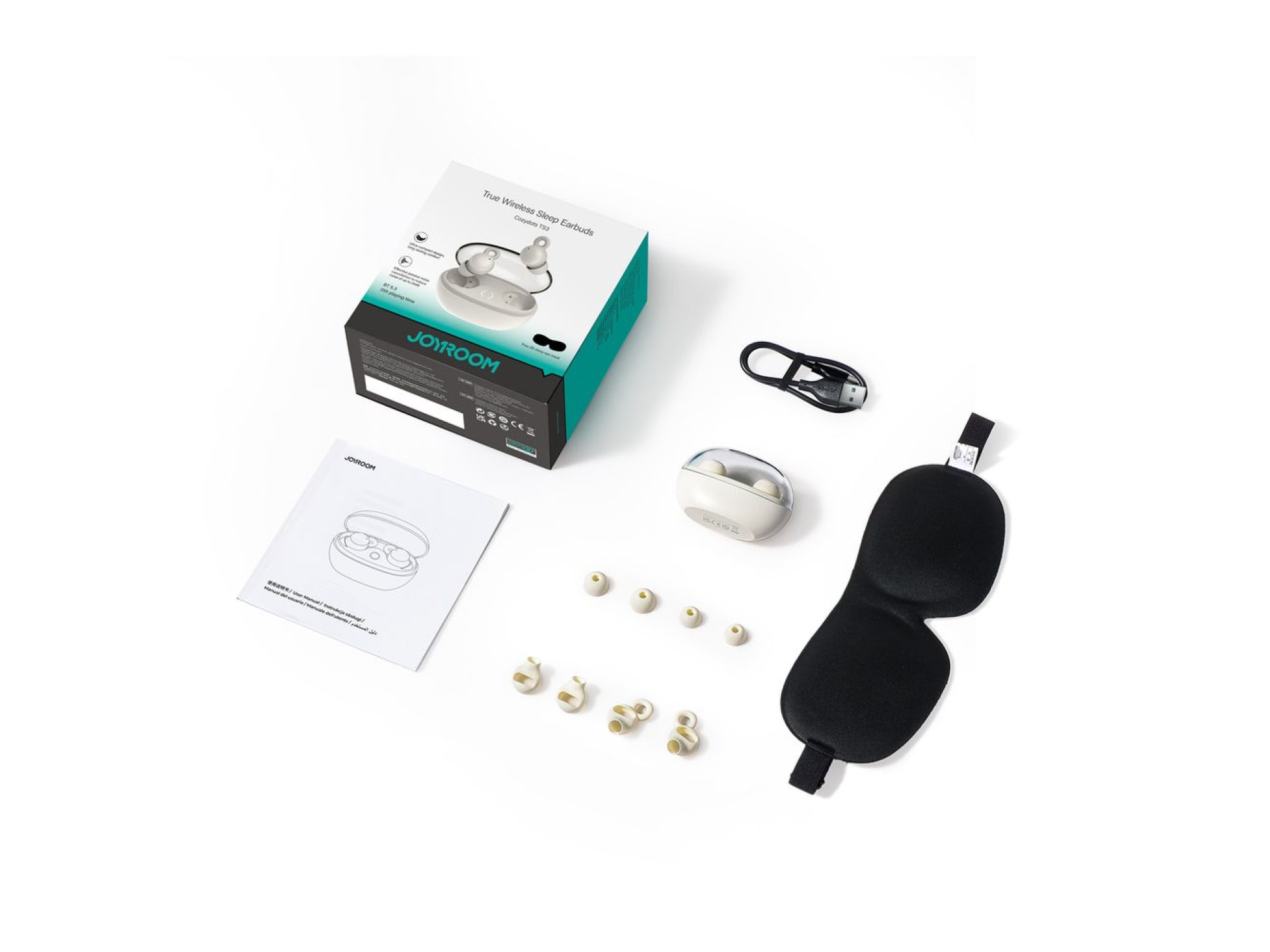Fones de ouvido intra-auriculares sem fio Joyroom JR-TS3 para dormir - branco