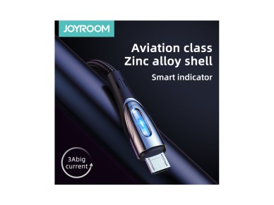 Cable Joyroom Sharp Series S-M411 USB-A / micro USB 3A de 1,2 m con indicador de carga - Negro