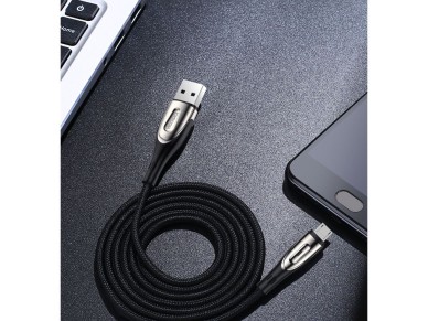 Cable Joyroom Sharp Series S-M411 USB-A / micro USB 3A de 1,2 m con indicador de carga - Negro